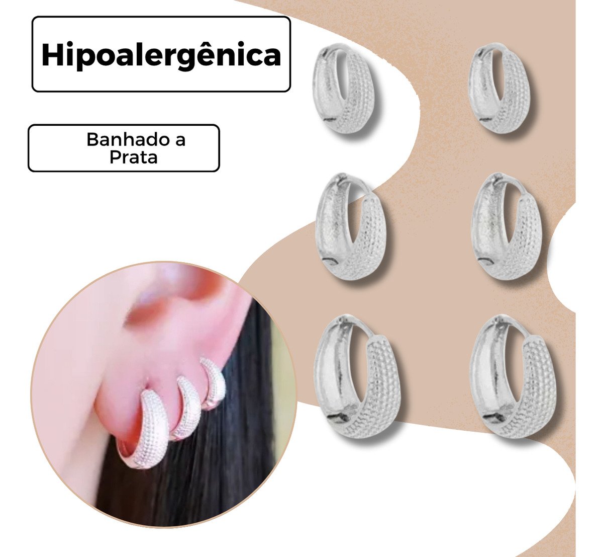 Argola Morganitte Joias Banhada Prata 925 3 Tamanhos Antialérgica