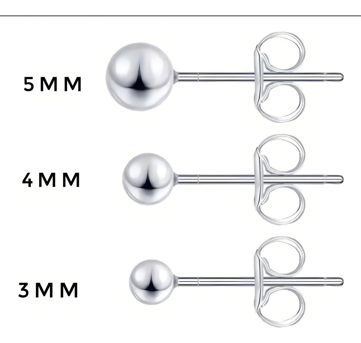 Brincos Trio P M G Bolinhas Banhadas Prata 925 Antialérgico Prateado