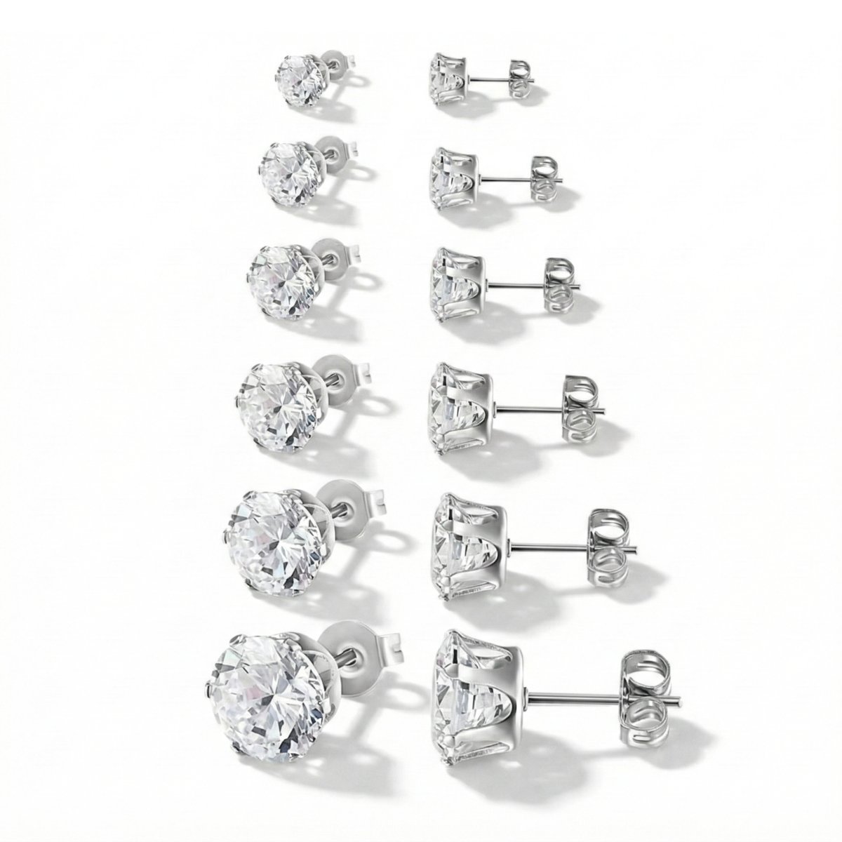 Kit 6 Pares Brincos Ponto De Luz Diamante Banhado Prata 925