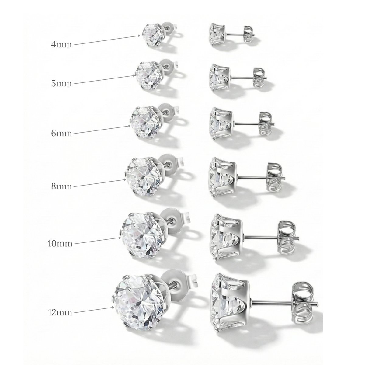Kit 6 Pares Brincos Ponto De Luz Diamante Banhado Prata 925