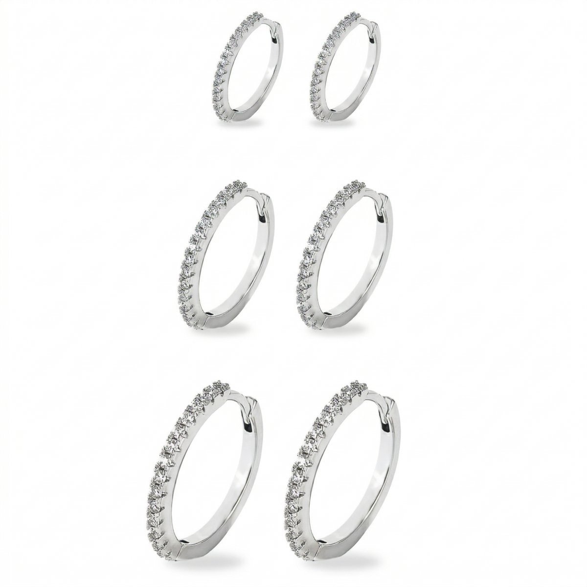 Kit Trio Argolas Crav. Zircônia Semijoias Banhadas Prata 925
