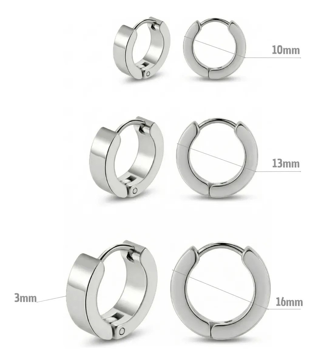 Kit Trio Brincos Argolas Aço Inox Banhada Ouro Ou Prata 925 Prateado