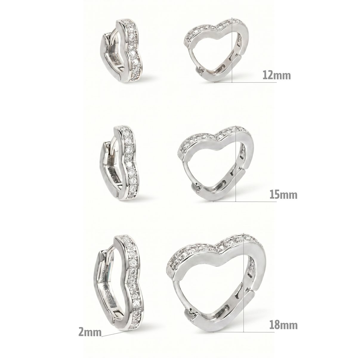 Trio Brinco Argola Crav. Banhados Prata 925 Coração Feminino
