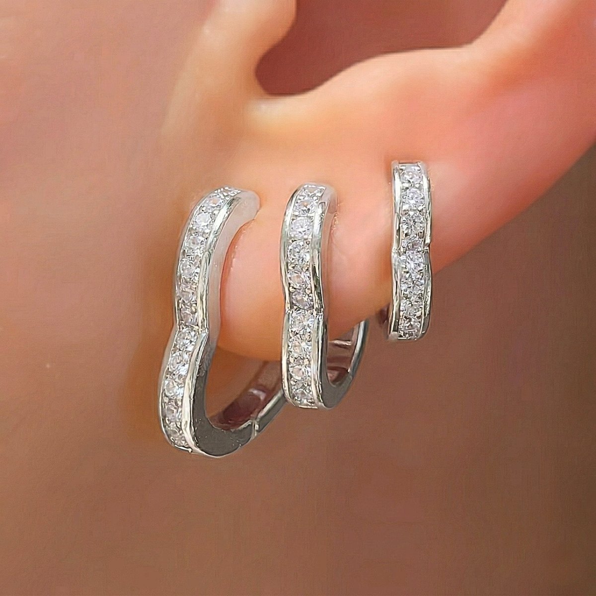 Trio Brinco Argola Crav. Banhados Ouro 18k Coração Feminino