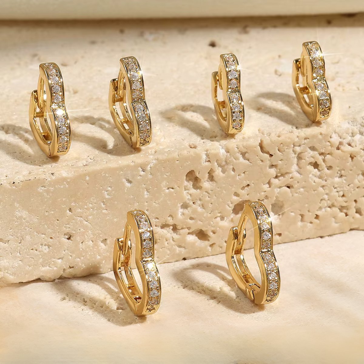 Trio Brinco Argola Crav. Banhados Ouro 18k Coração Feminino
